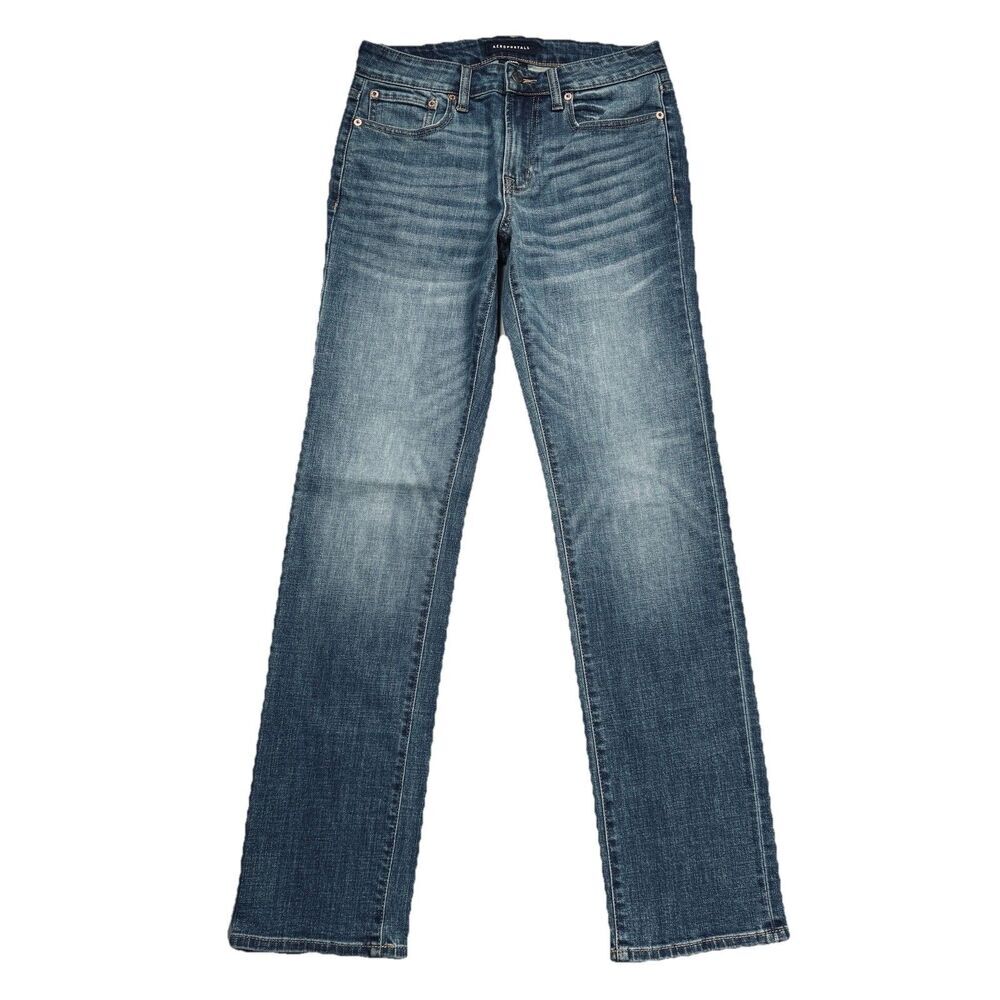Aeropostale Straight Jeans Mens 29x32 Measures 29x31.5 Blue Denim Stretch